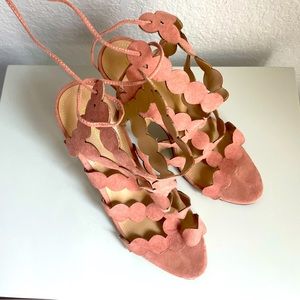 BCBG pink suede sandals